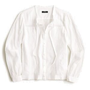 White lace tie neck top